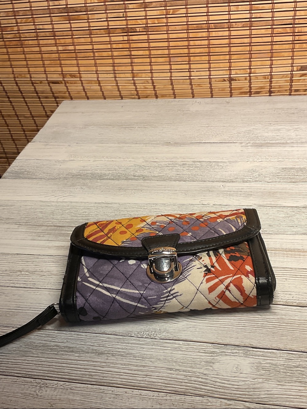 Vera Bradley Painted Feathers Push-Lock Wristlet Wallet